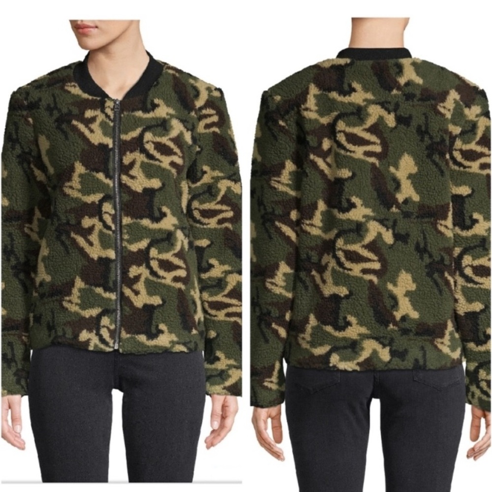 New SANCTUARY x Anthropologie Faux Shearling Teddy Full Zip Bomber Jacket Size M - Picture 4 of 5